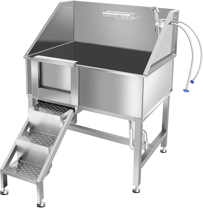 38" Dog Washing Station, Professional Stainless Steel Dog Bathing Station by OLIPIC