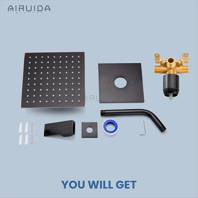 Airuida Shower Faucet Set Bathroom Rain Shower System SUS304 Stainless Steel - Image 9