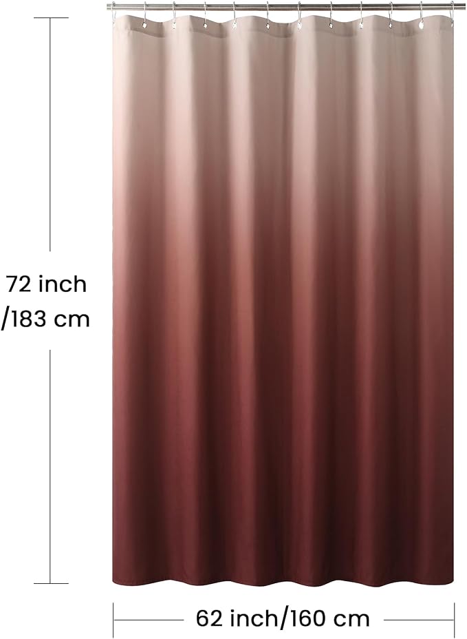Fabric Shower Curtain, Burgundy Ombre Microfiber Cloth Shower Curtains - Image 6