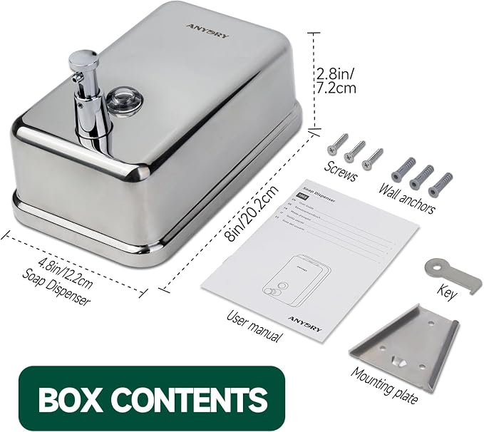 Commercial Manual Soap Dispenser, Durable Polished Stainless Steel Finish - Image 6