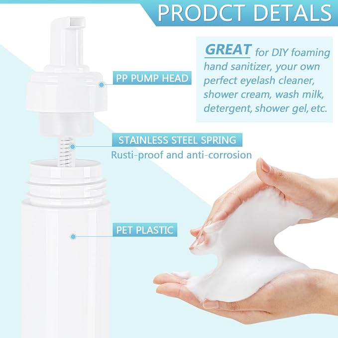 Foam Pump Bottle 150ml/5 oz Empty Plastic Foam Dispenser Pump Bottle Travel - Image 6