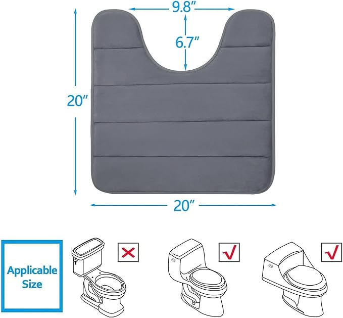 Buganda Memory Foam U-Shaped Contour Toilet Rugs, Non Slip Absorbent, Thick - Image 2