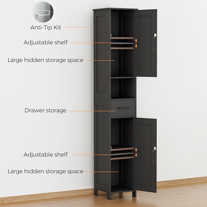Homhedy 67" H Tall Bathroom Storage Cabinet - Image 4