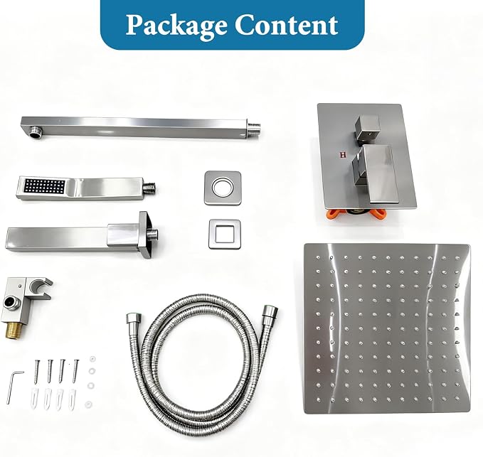 10 inch Square Shower Head and Handheld Set, Gasecoet Shower System - Image 4