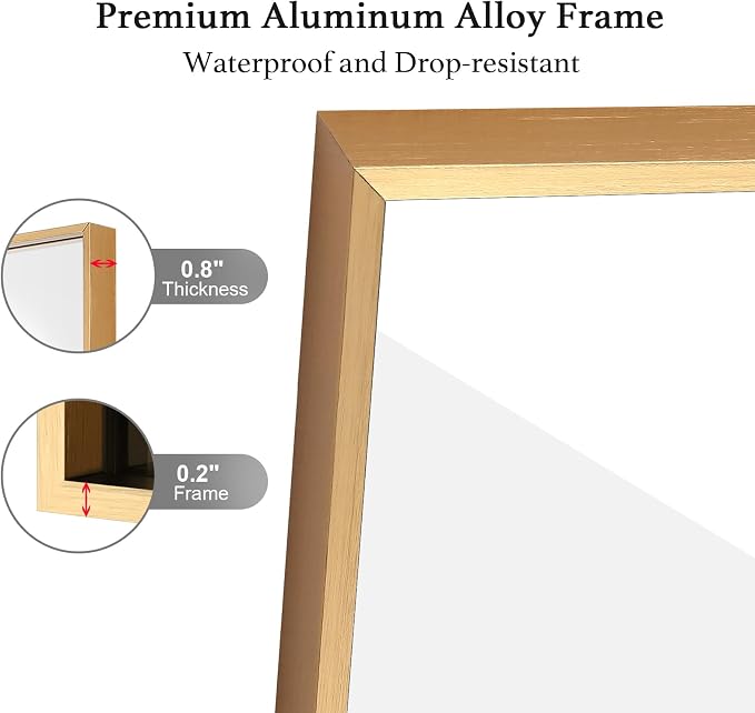 30x30 Inch Gold Bathroom Mirror, Copper-Free Mirror, Aluminum Alloy Frame - Image 3