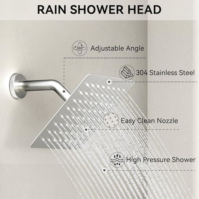 Shower Faucets Sets Shower System Brushed Nickel, STARBATH 12" Ceiling Mount - Image 9