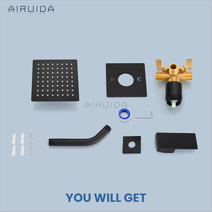 Airuida Shower Faucet Set Bathroom Rain Shower System SUS304 Stainless Steel - Image 9