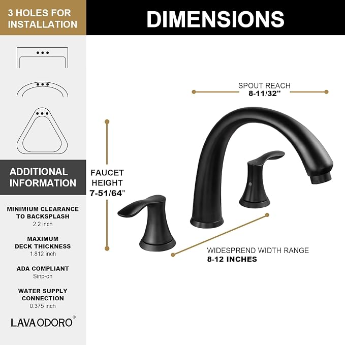 Lava Odoro Black Roman Tub Faucet - Image 5