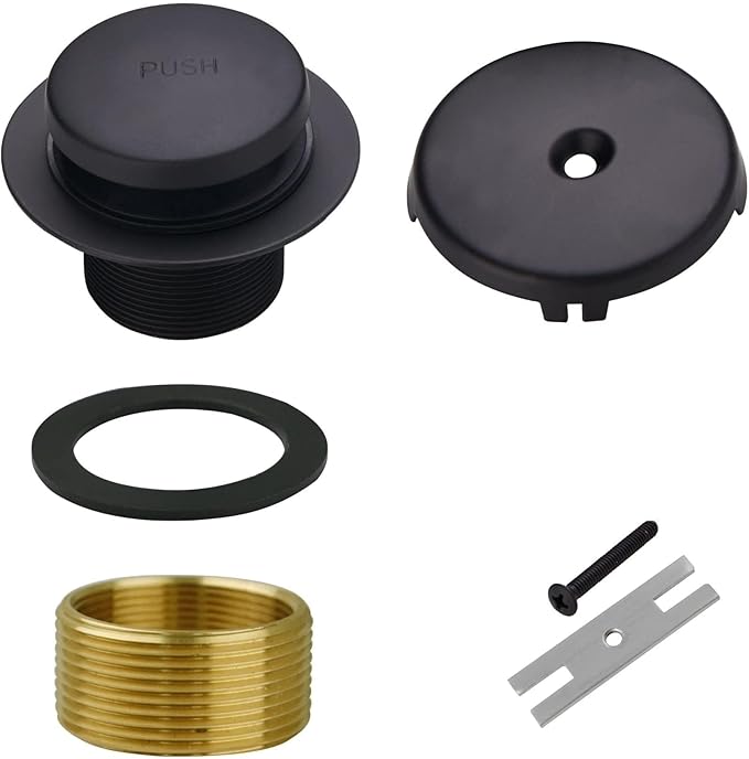 Black Bathtub Drain Tip-Toe Single Hole, Welsan Tub Drain Trim Set Conversion by WELSANGREENHOME