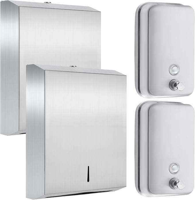 4 Pcs Commercial Soap Dispenser and Paper Towel Dispenser Set by Kritkin
