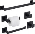 5 Piece Bathroom Hardware Set Matte Black, SUS304 Stainless Steel Towel Bar Set by Unknown