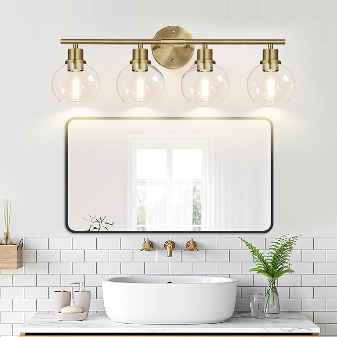 2024 Upgrade 4-Light Bathroom Light Fixtures, Brushed Brass Bathroom Lights - Image 9