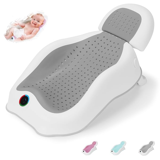 Baby Bath Support, with Thermometer-Adjustable Slope Newborn Bathtub, Baby tubs by WddbbBabyBathSeatStress-freebondingtimewithyourbaby