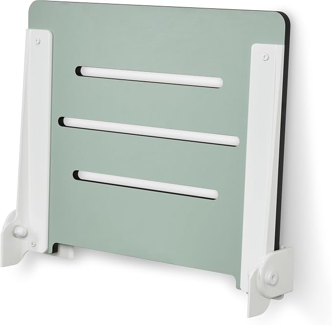 18 inch Silhouette Slimline Folding Wall Mount Shower Bench Seat, Sea Green Seat - Image 8