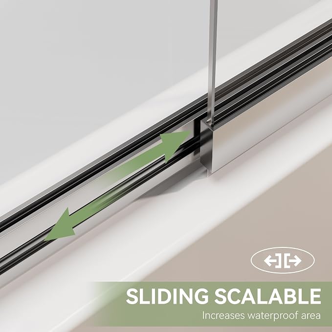 Tub Shower Door 40" W x 59" H, Pivot Bathtub Glass Door, 180° Swing & Sliding - Image 4