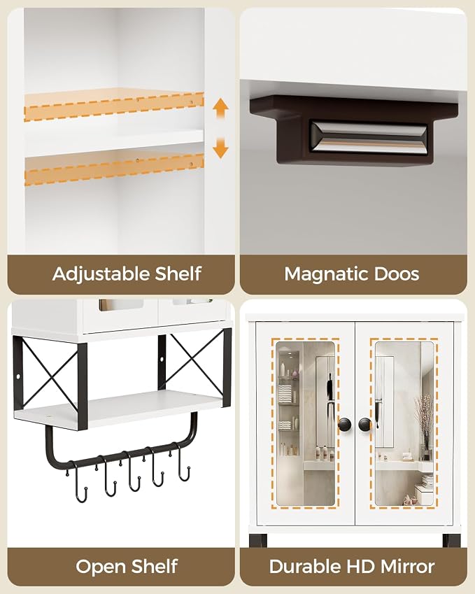 BEWISHOME Medicine Cabinet, Bathroom Wall Cabinet - Image 5