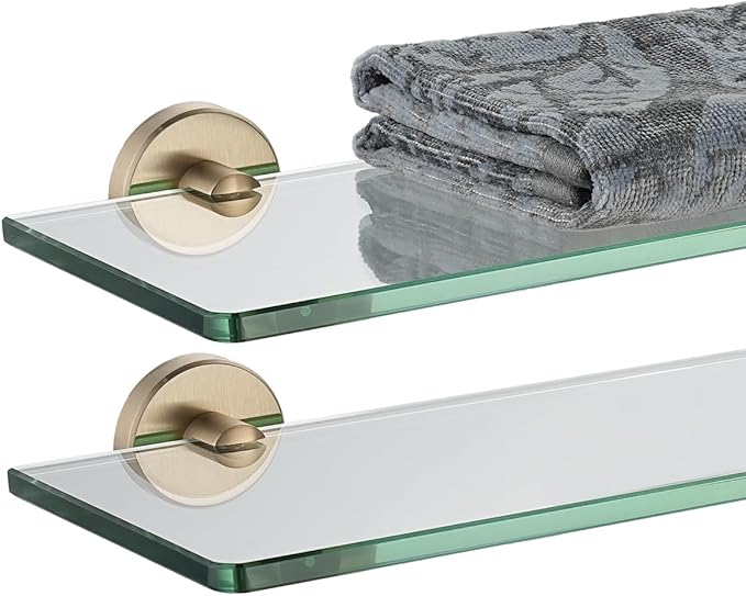 JQK Bathroom Glass Shelf, Tempered Glass Shower Storage 16 by 5 inches by Homeimprovement