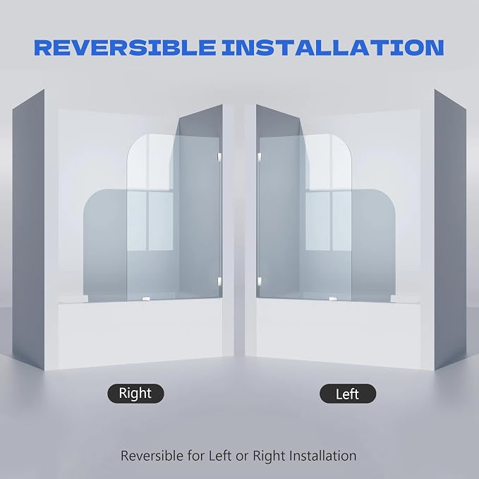 Bathtub Shower Door, 1/4" Clear Tempered Frameless Shower Glass Door, Tub - Image 4