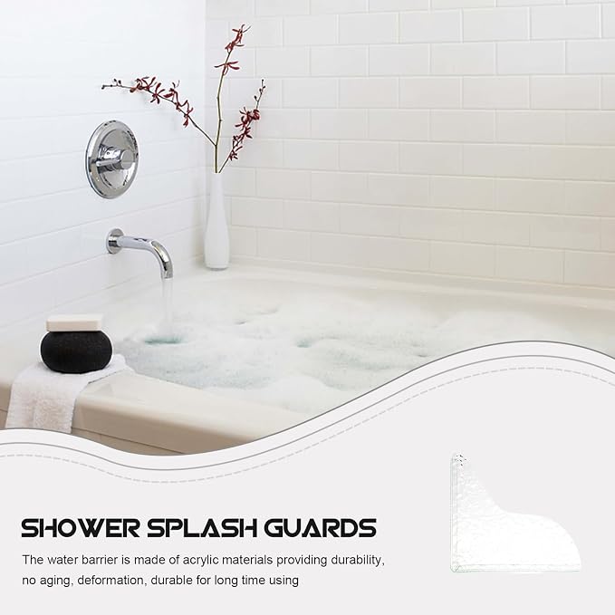 2pcs Acrylic Shower Splash Guards Floor Water Barrier Tub Corner Protector - Image 8