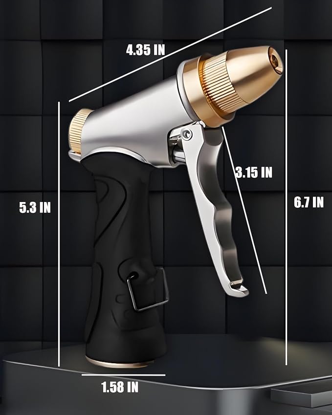 Heavy Duty High Pressure Hose Nozzle, All Metal Brass Adjustable Spray Nozzle - Image 3