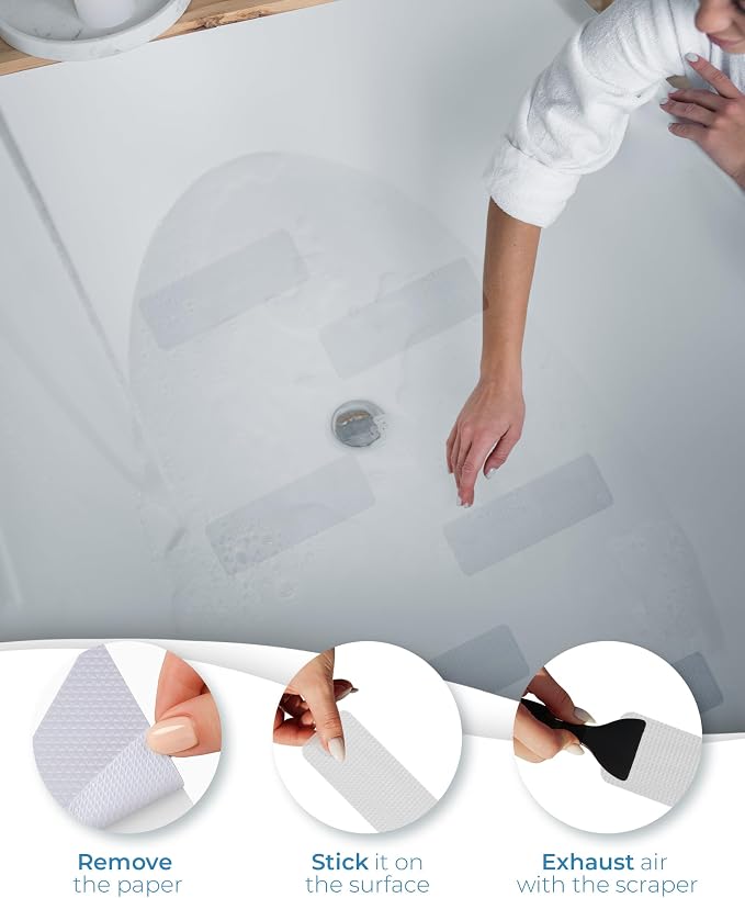 XXL Anti Slip Shower Stickers 12 PCS, Invisible Non-Slip Shower Strips - Image 5