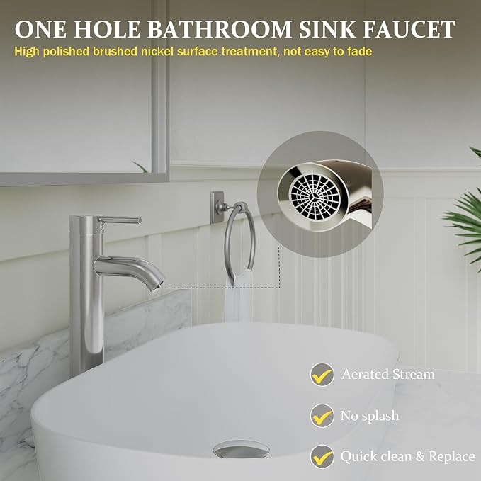 Chrome Bathroom Faucets, Vessel Sink Faucet Single Hole Single Handle Modern - Image 5