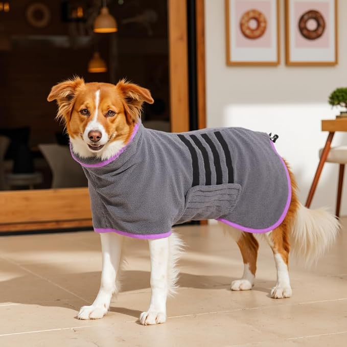 Microfibre Dog Bathrobe Towel Wrap Super Absorbent Dog Drying Coat Bath Robe by HezzLuv