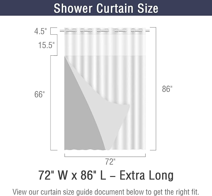 Gibelle Extra Long Shower Curtain 72x86, Waffle Weave Bathroom Shower Curtain - Image 7