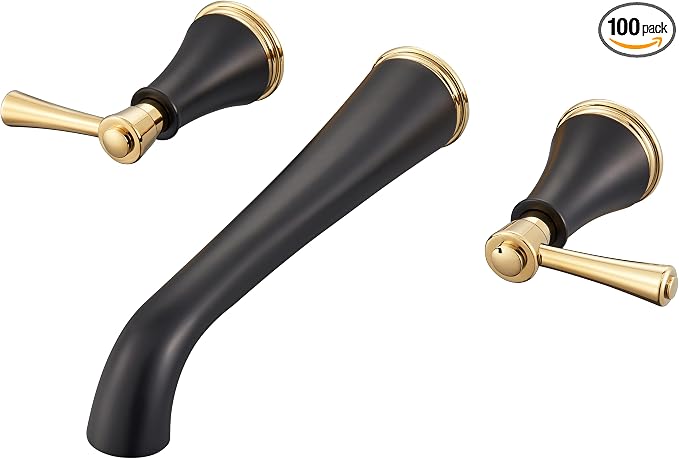 SITGES Polished Gold and Black Wall Mount Bathtub Faucet by SITGES