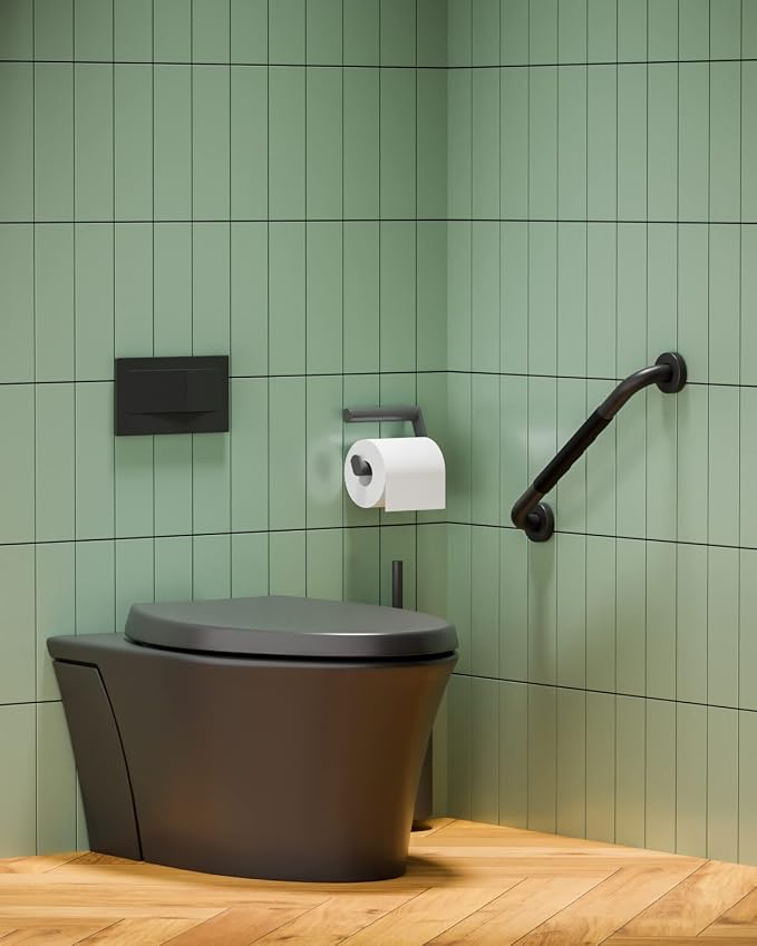 16 Inch Black Shower Grab Bar w/Anti Slip Rubber Grip, Munzong 2 Pack Stainless - Image 6