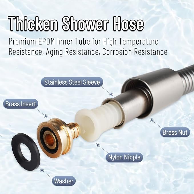 Shower Hose, Thickened Shower Head Hose Replacement, Kink-Free 304 Stainless - Image 7