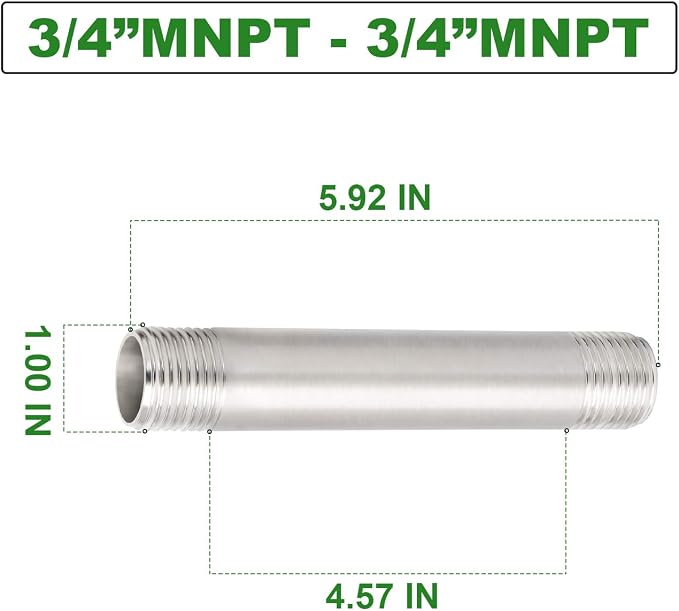 TAISHER 2PCS Stainless Steel Pipe Fittings, 3/4" NPT x 3/4" NPT Male Threaded - Image 4
