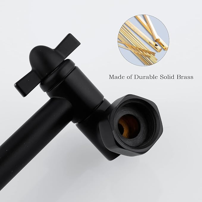 10 Inch Matte Black Shower Arm, Durable Solid Brass Black Shower Head Extension - Image 3