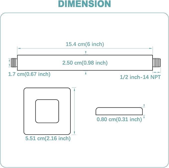 BESTILL 6 Inch Matte Black Ceiling Mount Shower Arm and Flange, Square Rain - Image 2