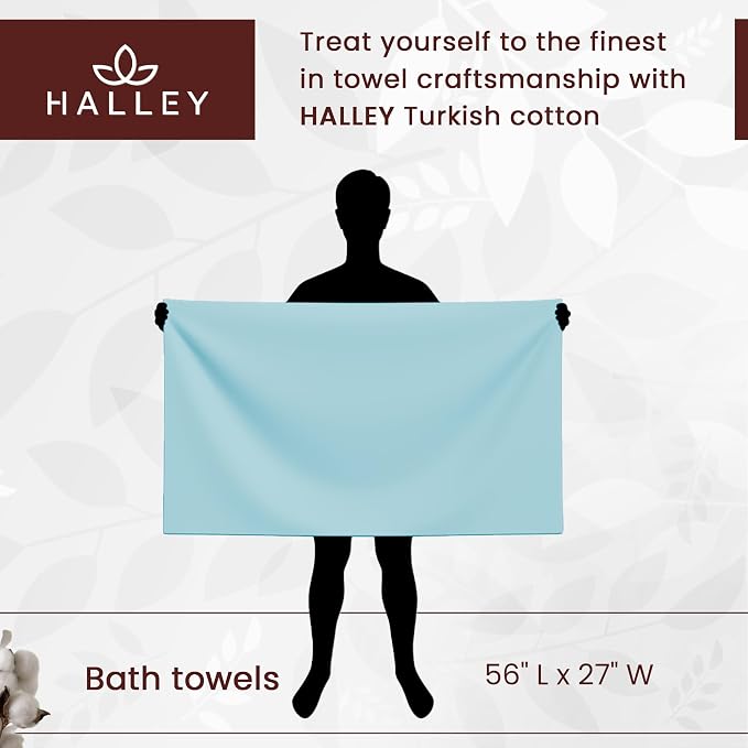 HALLEY Turkish 2 Pack Premium Bath Towels 650 GSM Highly Absorbent Super Soft - Image 8