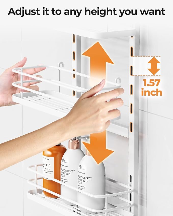 ODesign 4 Tier Height-Adjustable Shower Caddy Hanging Anti-Swing-Over The - Image 6