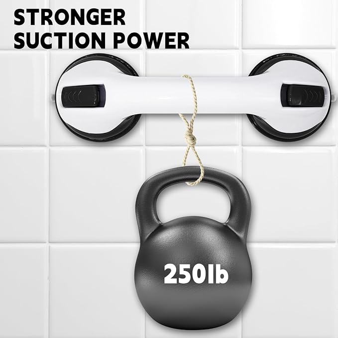 2-Pack Grab Bars for Bathtubs and Showers, 12 inch Shower Handle Suction Shower - Image 3