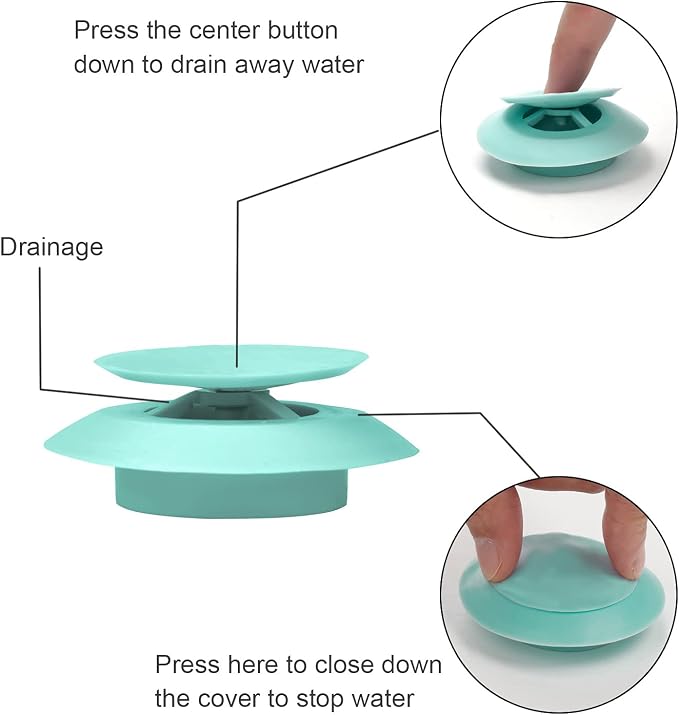 5 Pack Silicone Bathtub Stopper, Kitchen & Bathroom Drain Plug, Shower & - Image 3