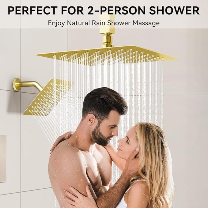 Brushed Gold Shower System, STARBATH Ceiling Mounted 10+6 Inch Rainfall Shower - Image 3