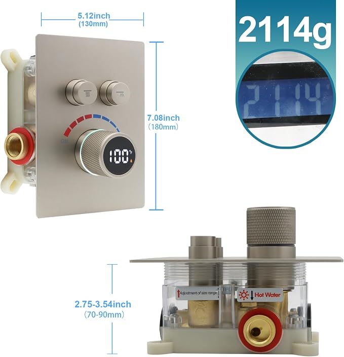 Digital Display Shower Valve Shower Valve 2 Way Shower Diverter Valve Shower - Image 4