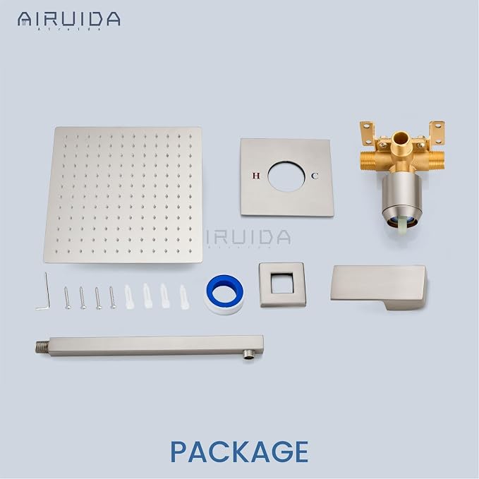 Airuida Shower Faucet Set Bathroom Rain Shower System SUS304 Stainless Steel - Image 9