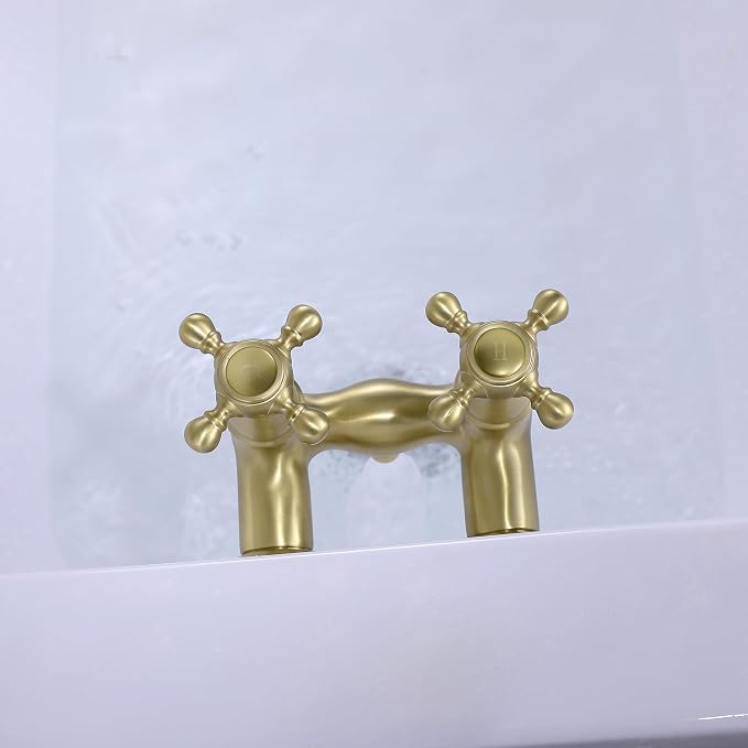 SUMERAIN 3-3/8" Tub Wall Mount Clawfoot Bathtub Faucet Two Cross Handles - Image 8