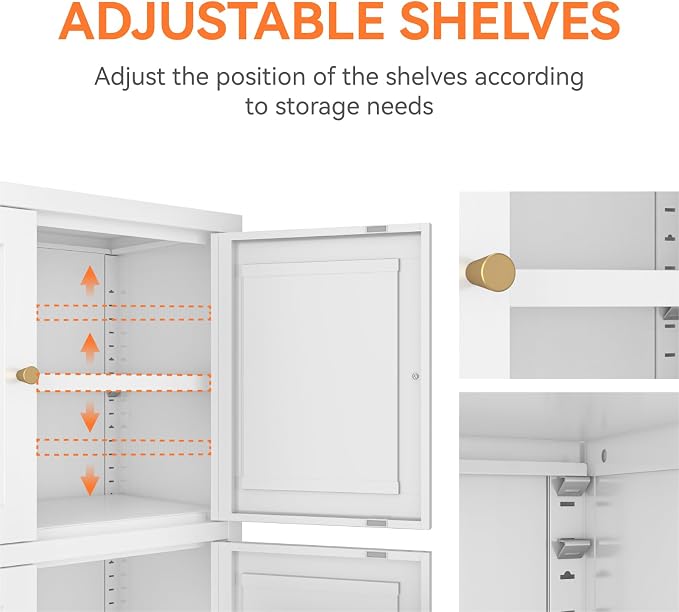 Metal Bathroom Storage Cabinet, Freestanding Pantry Floor Cabinet - Image 4