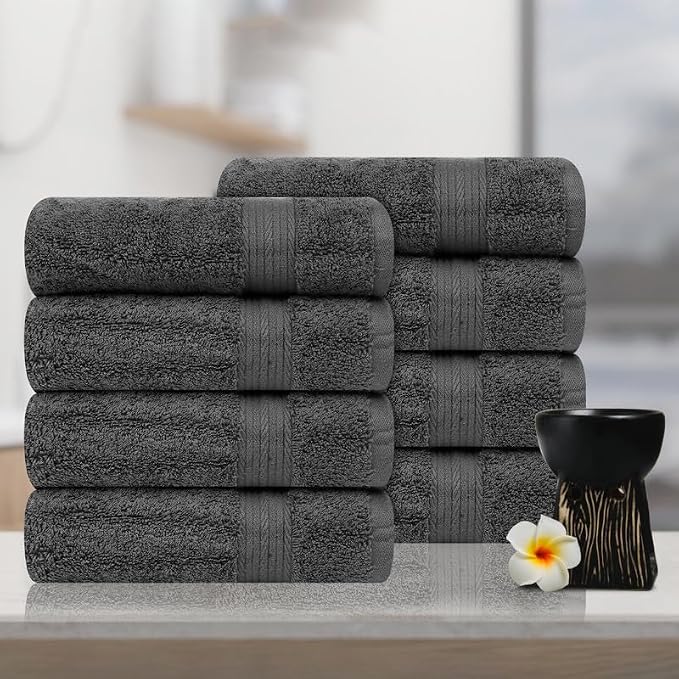Ample Decor Hand Towel 18 X 28 Inch Pack of 8 600 GSM 100% Cotton, Oeko Tex - Image 2