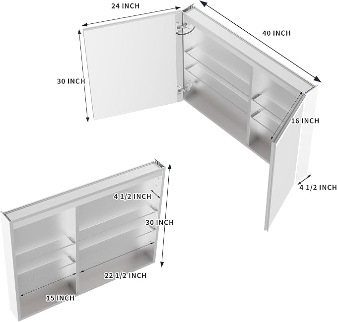LED Medicine Cabinet Mirror for Bathroom, 40x30 Medicine Cabinet - Image 2