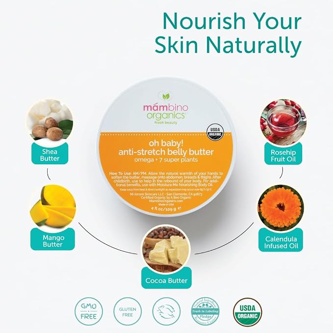 Mambino Organics Oh Baby! Belly Butter, Belly Cream - Image 2