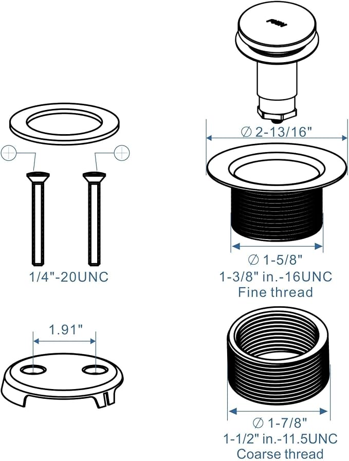 Black Tub Drain Tip-Toe Tub Trim Set Conversion Kit Assembly, Hidrop Bathtub - Image 5