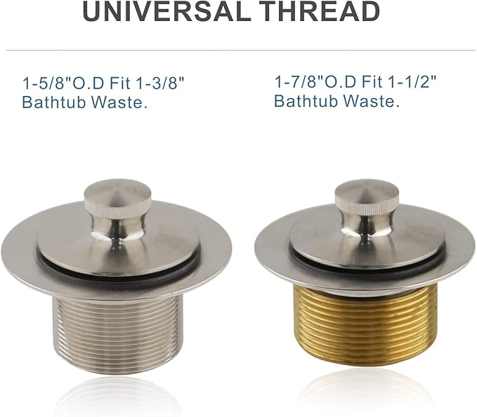Brushed Nickel Tub Drain Lift &Turn Tub Trim Set - Image 3