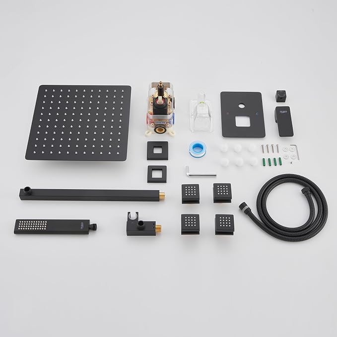 Iriber Mattle Black Square Rain Shower System - Image 7