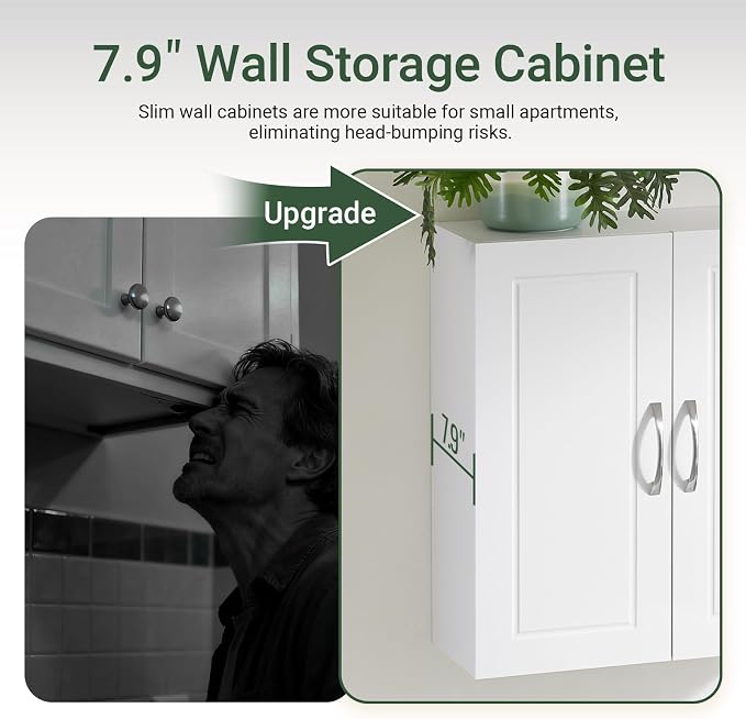 SoBuy Narrow Bathroom Wall Cabinet, Over The Toilet Storage Cabinet, Bathroom - Image 5